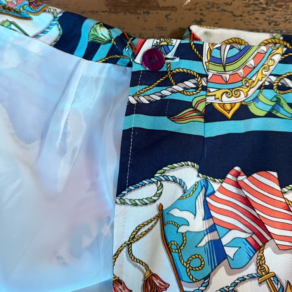 Vintage Talbots Nautical Silk Scarf Print Skirt Coastal Preppy Lined Size 8💚🍄 - Picture 8 of 8